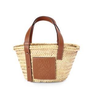 LOEWE Small Basket bag in palm leaf and calfskin